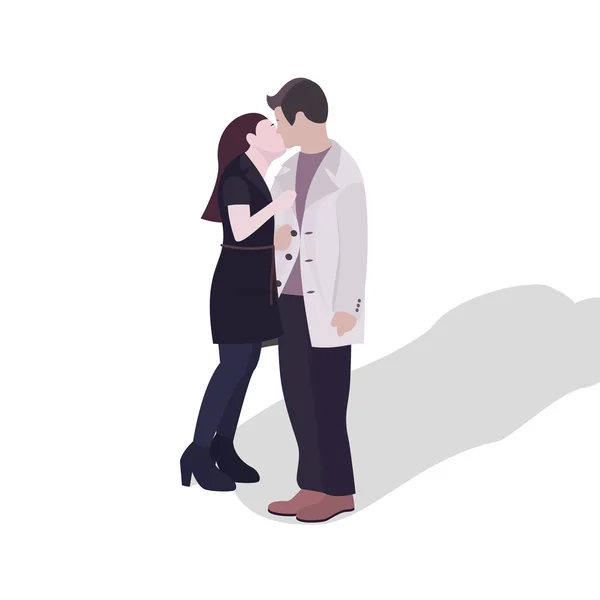 Ilustración de una pareja besándose — Vector de stock