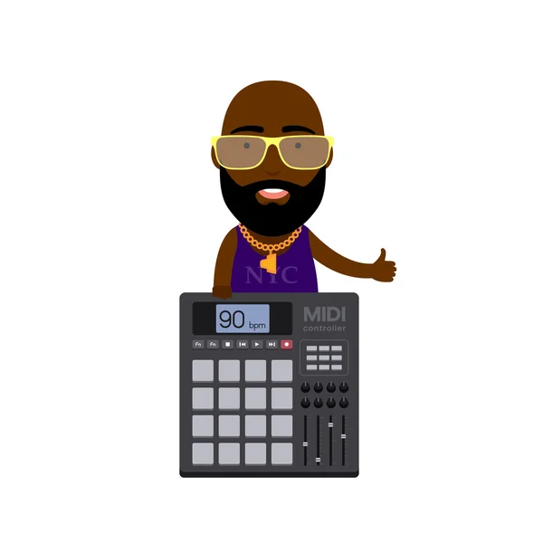 Hip Hop Guy con Controlador MIDI — Vector de stock