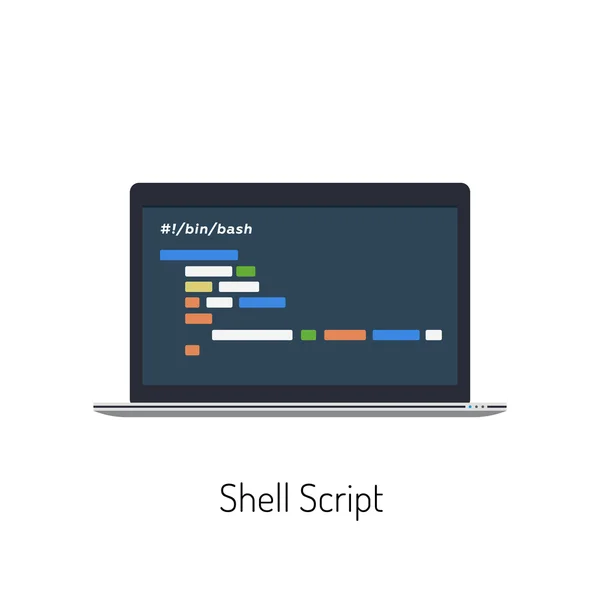 Laptop met Shell-Script — Stockvector