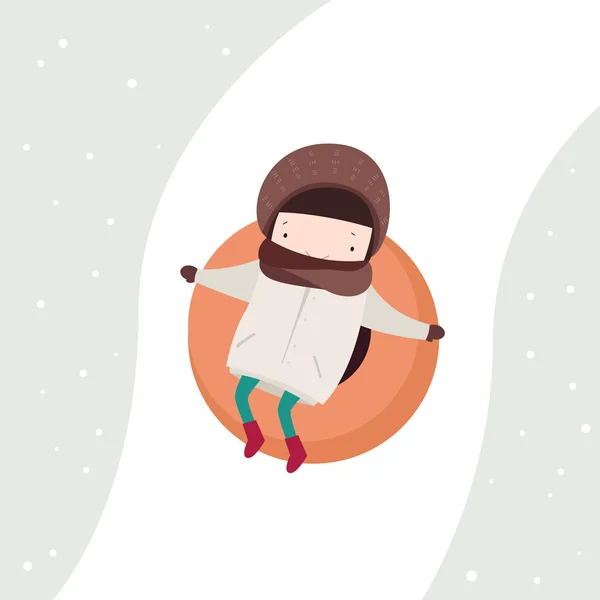 Boy riding a snow tube — Stock Vector