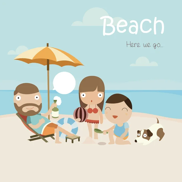 Семья на пляже — стоковый вектор