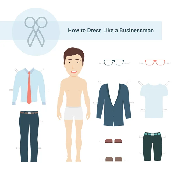 Como se Vestir como um Conjunto de Vetores Empresarial —  Vetores de Stock