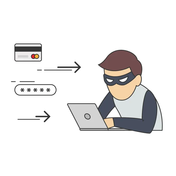 Scammer, a Hacker vagy a tolvaj Internet — Stock Vector