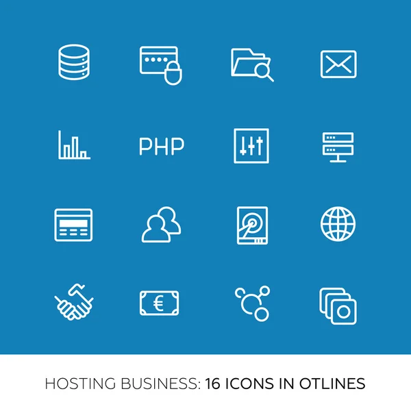 Hosting Business Icons Set — Stock Vector