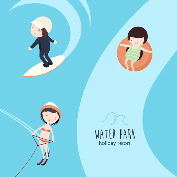 Aquapark Activities Vector Set — Stock Vector