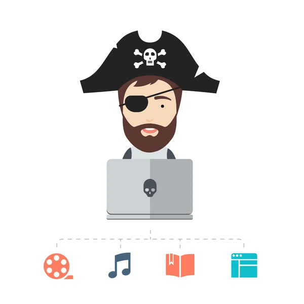 Pirata Masculino da Internet — Vetor de Stock