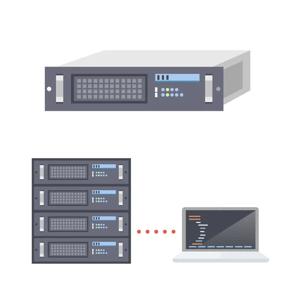 Servidores y Laptop — Archivo Imágenes Vectoriales