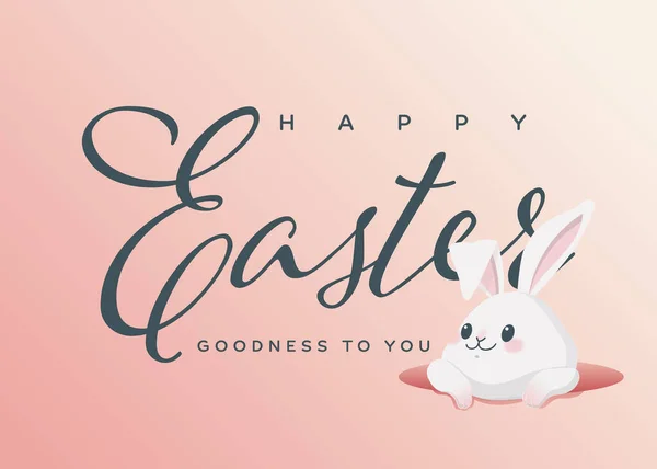 Frohe Ostern 2021 Glückwunschpostkarte Weißer Süßer Hase Gratuliert Ostern — Stockvektor