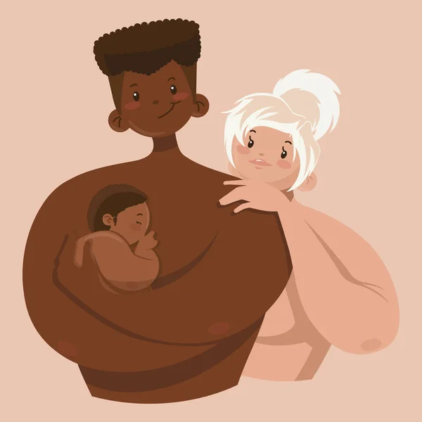 Una Familia Multiétnica Con Adorable Bebé Brazos Padre Padre Negro — Vector de stock