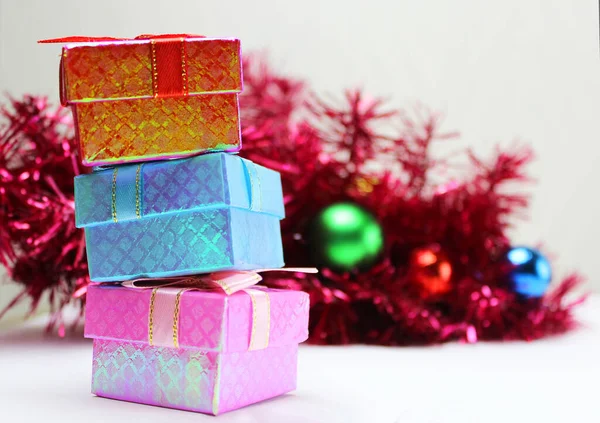 Hediye kutusu, Noel ışıkları, kırmızı, kopyalama alanı, tasarım, izole edilmiş