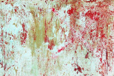 Detaylı paslanma, pas ve çizikler ile desenli metal yüzey. Paslı metal duvar, pas desenli boyanmış metal. Paslı metal arka planda pas izleri var. Pas lekeleri. Metal yüzey