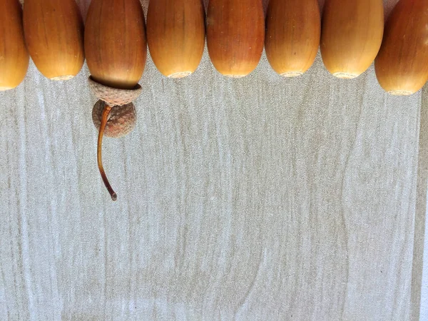 Un conjunto de materiales naturales para el eco-diseño. Concepto de decoración interior, artesanía infantil, manualidades de bricolaje, bellotas, enfoque selectivo. Fondo rústico. Primer plano. Maíz para manualidades infantiles. — Foto de Stock