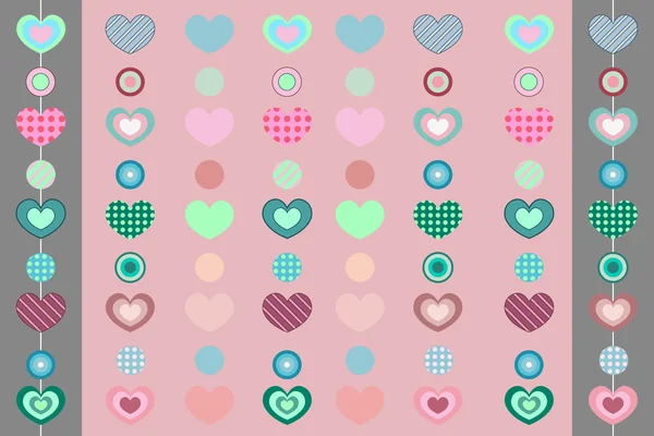 Fondo rosa con corazón y dos cintas — Vector de stock