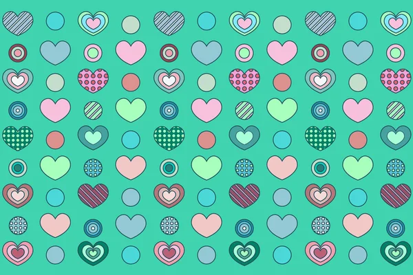 Πράσινο φόντο με καρδιές — Διανυσματικό Αρχείο