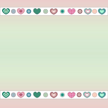 Kalpleri ve çizgili yeşil bir arka plan üzerinde kart