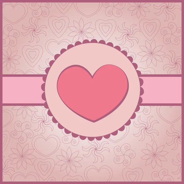 Valentines card with heart and ribbon — Stock Vector