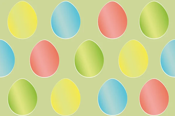 Seamless colorful eggs on the green background — Stock Vector