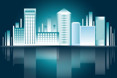 Gece şehir manzarası. Vektör arka plan