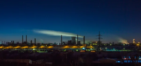 Steel mill at night Stock Photo