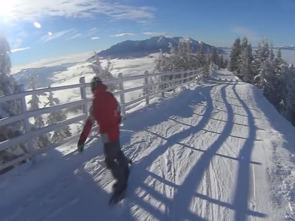 Beautiful panorama on peak in winter — Stock Video