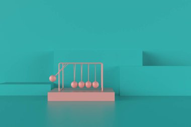 Mavi arkaplanda klasik newton beşivi 3d resimleme