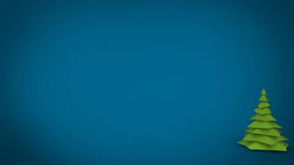 Низкая Поли Зеленая Елка Рендеринг Иллюстрации Голубом Фоне — стоковое фото
