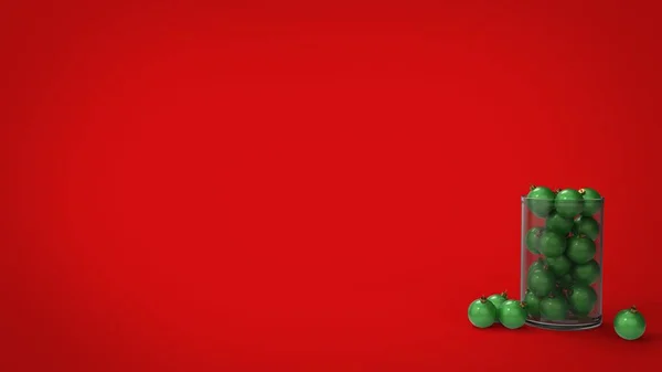Árbol Navidad Bolas Decoración Verde Con Caja Cilindro Vidrio Sólido —  Fotos de Stock