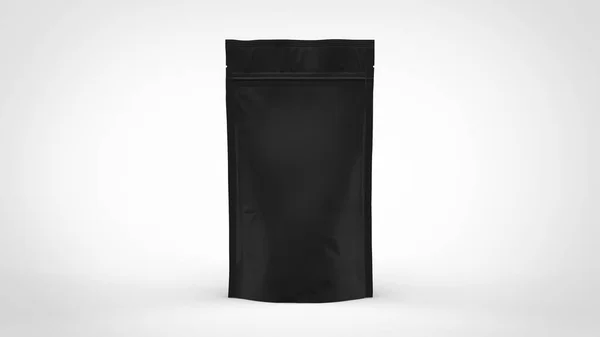 Alta Bolsa Café Doy Pack Negro Para Frijoles Con Cremallera —  Fotos de Stock