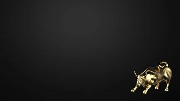 Gold Metall Bull Socha Model Vykreslit Obraz Izolovaný Černém Pozadí — Stock fotografie