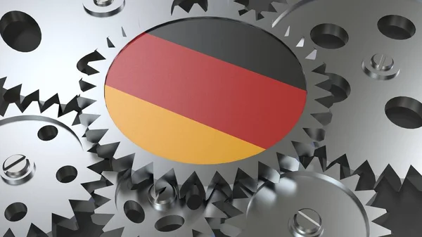 Förbundsrepubliken Tyskland Flagga Med Stålverk Världsekonomi Samarbete Återge Bild — Stockfoto