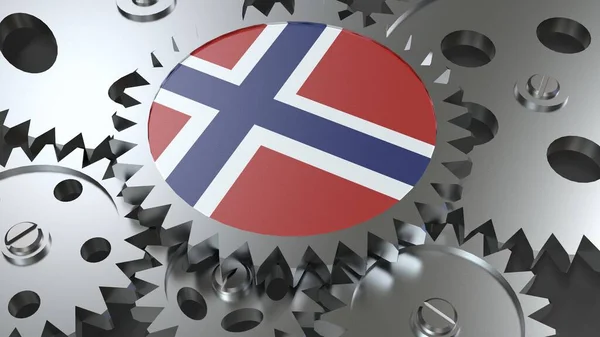 Çelik Üreten Norveç Bayrağı Dünya Ekonomisi Işbirliği Görüntü Oluşturur — Stok fotoğraf