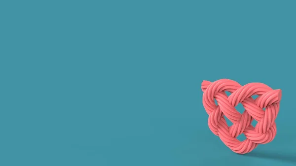 Pembe aşk karışık tel kalp 14 Şubat Sevgililer Günü bayramı hediyesi. Yumuşak mavi arka planda izole edilmiş.