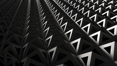 Soyut siyah üçgen geometrik şekil bileşimi katı renkli 3d görüntüleme
