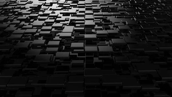 Abstract black geometric shape brick and cube composition generated in solid color 3d rendering image
