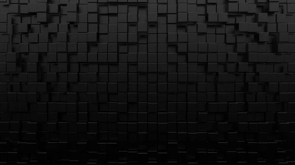 Abstract black geometric shape brick and cube composition generated in solid color 3d rendering image