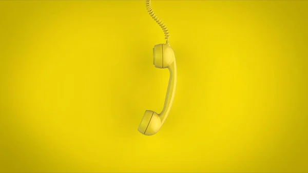 Gele Oude Vintage Handset Met Een Spiraalkabel Render Image — Stockfoto