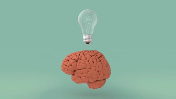 Human Brain Creative Idea Old Fashion Light Bulb Render Image — Stock Photo, Image