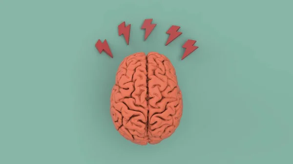 Cerveau Avec Foudre Rouge Symbole Concept Idée Créative Remue Méninges — Photo