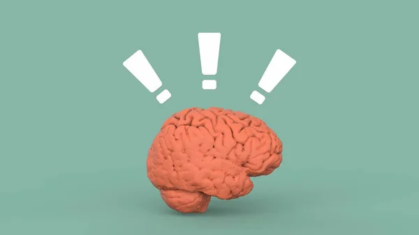 Hersenen Met Wit Uitroepteken Concept Creatief Idee Brainstormen Bovenaanzicht Weergave — Stockfoto