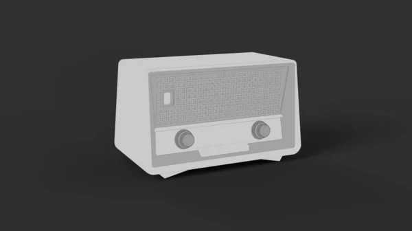 Szary Biały Vintage Styl Melodia Radiowy Odbiornik Urządzenie Miękkim Czarnym — Zdjęcie stockowe