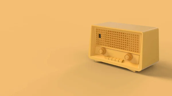 Isometric view sarı retro style tune radyo alıcısı aygıtı sağlam arkaplan 3d render