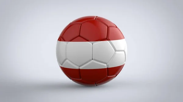 UEFA Avrupa Şampiyonası 2020 futbol turnuvası gerçekçi futbol topu Avusturya milli bayraklı sağlam beyaz zemin üzerine izole edilmiş 3D görüntü