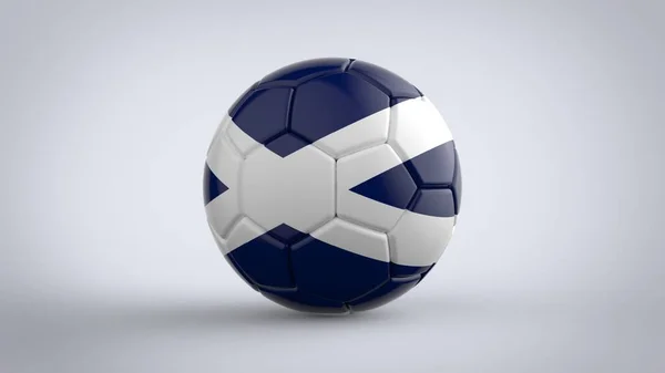 UEFA Avrupa Şampiyonası 2020 futbol turnuvası İskoçya milli bayrağıyla gerçekçi futbol topu sağlam beyaz arka planda izole edilmiş 3D görüntü