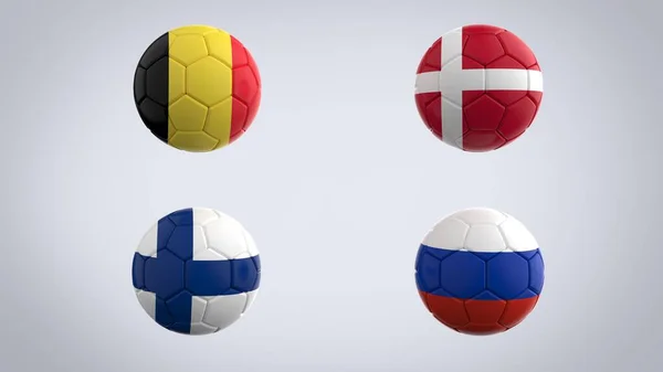Uefa Euro Championship 2020 Football Tournament Realistic Soccer Game Balls — Stock Photo, Image