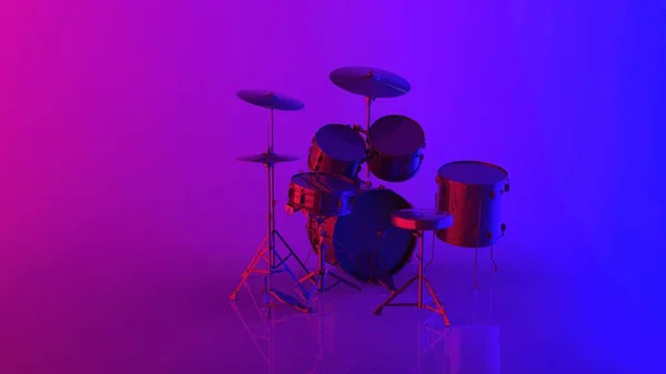 Das Schlagzeug Set Isometrische Ansicht Isoliert Einem Lila Raum Und — Stockfoto