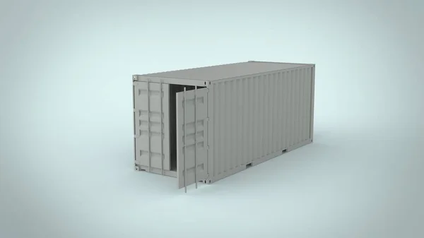 Vista Isometrica Destra Del Carico Bianco Container Trasporto Venti Piedi — Foto Stock