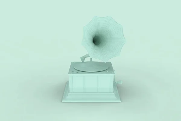 빈티지 Gramophone 디스크가 부드러운 배경에 분리되어 유행을 최소한으로 수있는 스타일의 — 스톡 사진