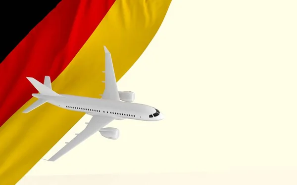 Flyg Med Passagerarflygplan Resekoncept Den Nationella Landsflaggan Tyskland Geopolitik Och — Stockfoto