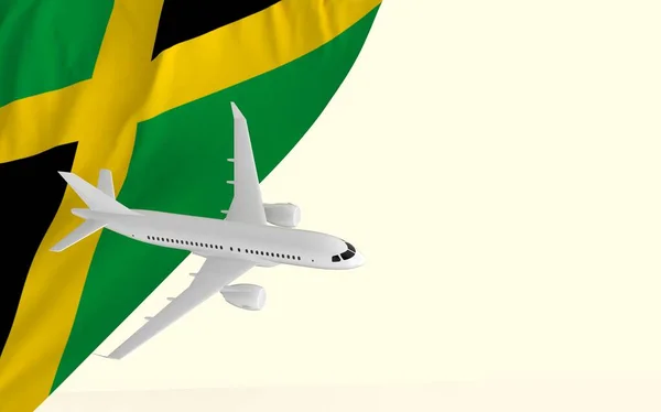 Vol Par Avion Passagers Concept Voyage Sur Drapeau National Jamaïque — Photo