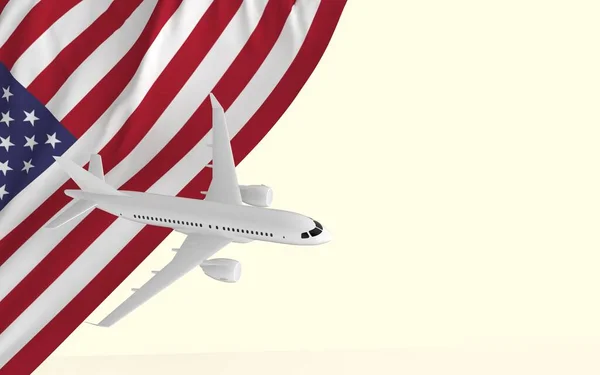 Πτήση Επιβατηγό Αεροπλάνο Ταξιδιωτική Ιδέα Στην Εθνική Σημαία Της Χώρας — Φωτογραφία Αρχείου